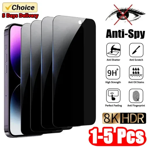 1-5Pcs Anti-Spy Tempered Glass For IPhone 15...