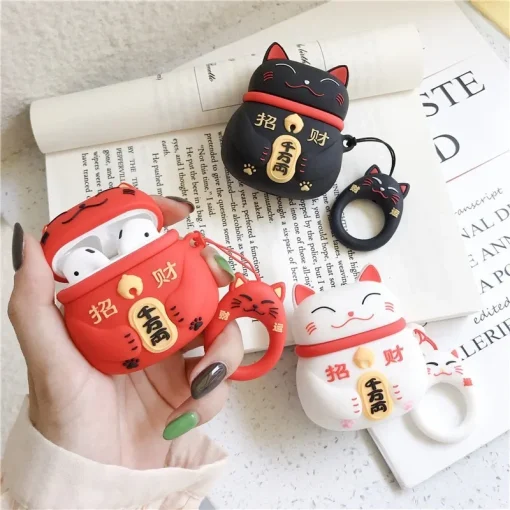 3D Cartoon Maneki Neko Earphone Case For...