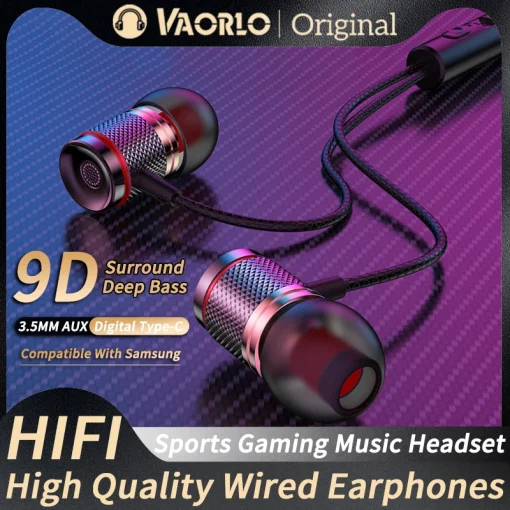 9D HIFI Heavy Bass Earphone 3.5MM AUX/Type-C...