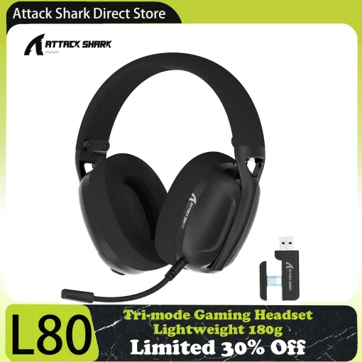 Attack Shark L80 Tri-mode Gaming Headset, Lightweight...