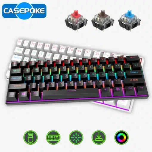 CASEPOKE Mechanical Keyboard 61 Keys Blue Switch...