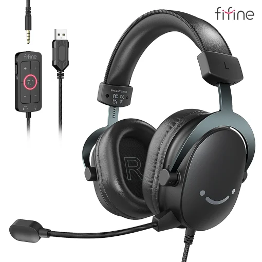 FIFINE Headset,3.5 mm jack&USB Headphone with 7.1...