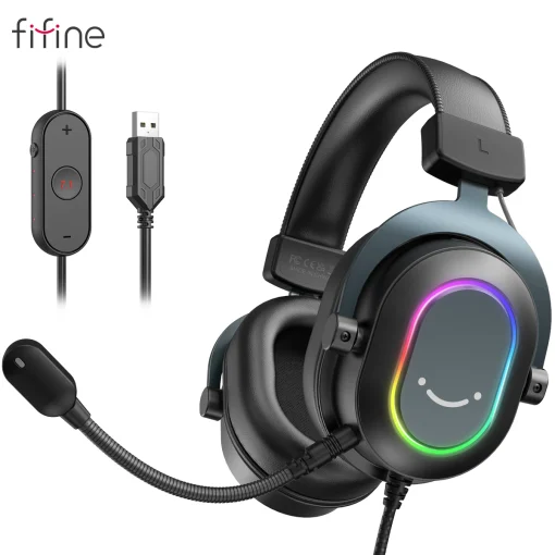 Fifine Dynamic RGB Gaming Headset with Mic...